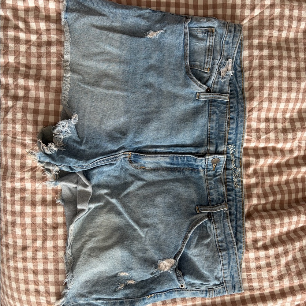 Universal Thread Light Blue Denim Shorts with Tan Stitching